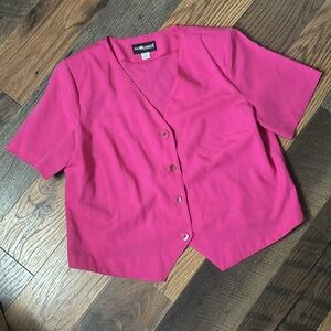 Sag Harbor Vintage Pink Short Sleeve Top Plus Size Blazer 18W